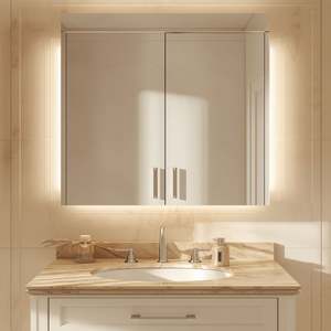 Ensemble de meuble-lavabo de salle de bain de luxe avec lavabo, meubles pour hôtel et appartement, salle de bain moderne, tiroirs muraux, ardoise - Product Image 2