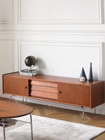 Meuble TV et Table Basse en Bois Massif Style Nordique, Combinaison pour Salon, Luxe Rustique Léger, Meuble de Rangement Durable