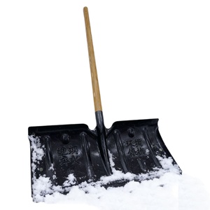 Pelle à neige industrielle en bois avec grande tête, poignée en D, manche de 100-120 cm, noir/marron clair, pour le déneigement des allées de voitures - Product Image 4
