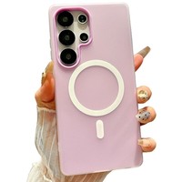 Coque de téléphone magnétique 2-en-1 en silicone gel pour S24/S25 Ultra/A56, finition mate, design couleur unie, résistante aux chutes