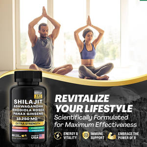 Shilajit Cápsula 8 en 1 Suplemento de energía inmune Ginseng Curcumina Shilajit Hombres Mujeres Fuerza extra - Product Image 3