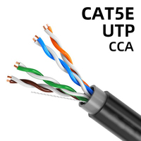Cable Cat5e para Exteriores INZOR 520C, CCA, Venta al por Mayor de Fábrica, Par Trenzado de 8 Hilos, CCTV POE, Cable CAT5E Impermeable para LAN Ethernet