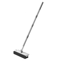 Brosse de nettoyage de salle de bain double face en forme de V pour interstices de sol avec grattoir en silicone et long manche pour douche