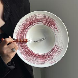 Assiette creuse en céramique mate de style occidental, design élégant, pour salade, modèle chapeau de paille - Product Image 4