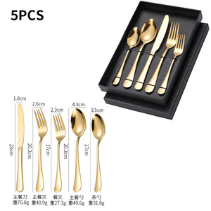 Luxury 5pcs Stainless Steel Gold Flatware Eco-Friendly Tableware Cutlery <b>Knife</b> and Fork <b>Set</b> for Weddings - Product Image 2