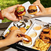 Boîte à compartiments pour mini-burgers, biodégradable, recyclable, écologique, pour emporter, en papier, pour le partage, pour poulet frit