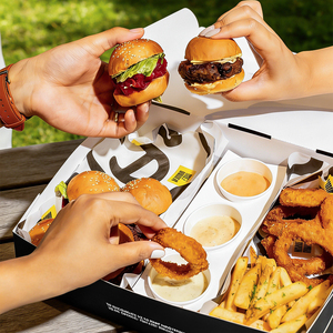 Boîte à compartiments pour <span class=keywords><strong>mini</strong></span>-burgers, biodégradable, recyclable, écologique, pour emporter, en papier, pour le partage, pour <span class=keywords><strong>poulet</strong></span> frit - Product Image 4