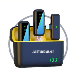 Micrófono de videocámara inalámbrico para cuello Micrófono de solapa inalámbrico con pantalla digital LED Estuche de carga para <span class=keywords><strong>Android</strong></span> - Product Image 4