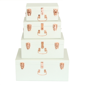 Bộ 4 Thùng Đựng Đồ Bằng Kim Loại Màu Trắng Bằng Kim Loại Với Phụ Kiện Khóa Màu Vàng Hồng - Product Image 3