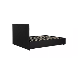 Upholstered Metal and Wood <strong>Bed</strong> <strong>Frame</strong> with Gas Lift Black <strong>Faux</strong> <strong>Leather</strong> Queen Storage <strong>Bed</strong> - Product Image 6