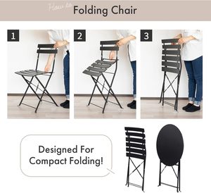 Hiện đại màu hồng sắt gấp Bistro bàn ghế thiết lập với màu sắc tùy chỉnh & logo cho sân vườn ban công khách sạn ngoài trời ăn uống - Product Image 5