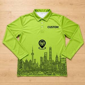 Custom Wholesale High Quality Breathable Dry Fit City Graphic Sublimation Print <b>Long</b> <b>Sleeve</b> <b>Men's</b> <b>Polo</b> <b>Shirts</b> for <b>Men</b> - Product Image 2