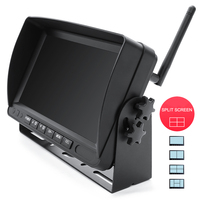 Écran LCD TFT 4 canaux pour voiture, sécurité du bus, AHD 1080P, moniteur quadri-vue 7 pouces pour caméras de recul de tracteur