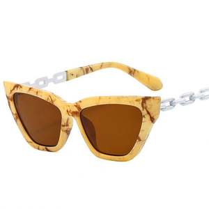 Nouvelles Lunettes de Soleil Cat Eye Colorées pour Femmes, Monture Métallique à Chaîne, Verres Transparents, Style Rétro Tendance 2022 - Product Image 1