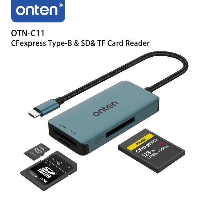 ONTEN BLG-C11 CFexpress Type-B Card Reader USB3.2 High Speed 10Gbps 3-in-1 Type-C SD/Micro SD/TF Aluminum Alloy in Stock