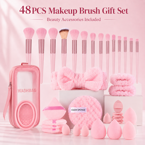 Colección <span class=keywords><strong>de</strong></span> 48 Brochas <span class=keywords><strong>de</strong></span> <span class=keywords><strong>Maquillaje</strong></span> Profesionales Completas con Bolsa <span class=keywords><strong>de</strong></span> Lavado, Brochas para Rostro y Detalle <span class=keywords><strong>de</strong></span> Ojos, Logotipo Personalizado OEM - Product Image 1