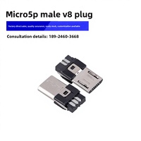 Kabel Data USB Micro5P Male V8 Berkualitas Baik, Soket Android V8, Konektor Pengisian Daya, Port Daya Dari Cina