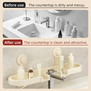 Custom Logo Multi-function Washbasin Storage Rack Bathroom Storage Toilet Suction Cup Non-perforated Bathroom <b>Shower</b> <b>Shower</b> <b>Tray</b> - Product Image 5