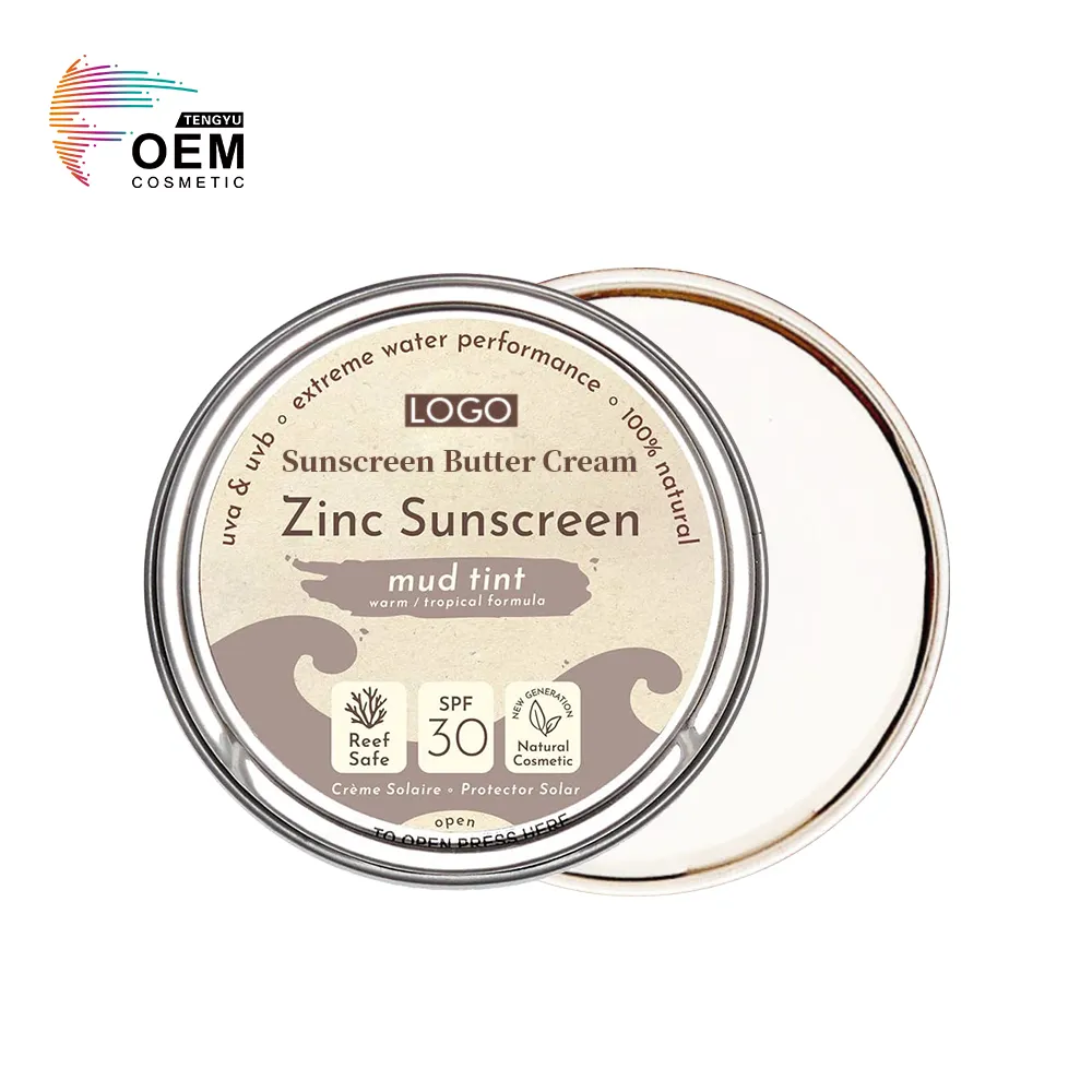 Pâte de surf biologique résistante à l'eau avec zinc non nano SPF 30 crème solaire au beurre protecteur solaire pour le visage et le corps