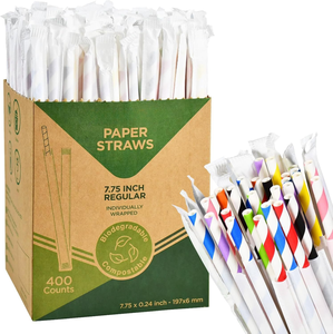 Pailles en papier kraft naturelles écologiques jetables, sans goût, sans colorant, gobelets à boba pour boissons froides - Product Image 2