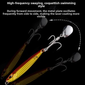 Señuelo artificial rígido de placa de hierro para lances largos desde la orilla, tipo cinta pequeña con lentejuela giratoria, para macarela española y aguja de mar. - Product Image 3