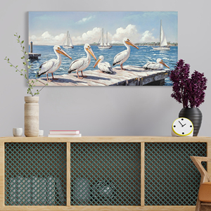 Arte de Pared de Playa, Cuadros Grandes de Gaviotas en el Océano Azul, Impresiones Estéticas de Aves de Playa, Decoración de Pared Moderna con Paisaje Marino Costero - Product Image 2