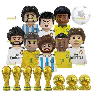 Pele Benzema Neymar Messi Ronaldo World Football Soccer Star Player Building Block Figure Kids Collection Plastic Toy TV6501