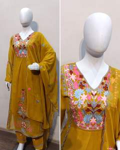 Heavy Faux Georgette Kurtis Pent Dupatta con bordado adecuado para ropa informal diaria de India Export - Product Image 5