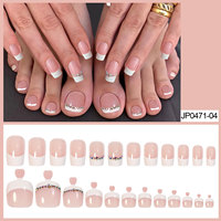 Uñas postizas francesas con diamantes, punta cuadrada, rosa y blanco, listas para usar, para manos y pies, juegos de uñas pre-diseñadas, venta al por mayor