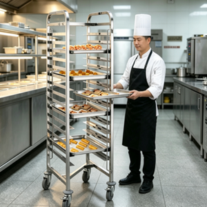 Mobile Stainless Steel Gastronorm <b>Pan</b> Trolley Multi Layers Tray Holding Cart for Hotel Banquet Catering Equipment - Product Image 4