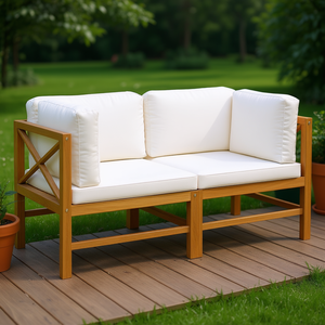 Canapé de jardin en teck crème pour l'extérieur, trois places, design contemporain durable - Product Image 2