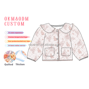 Giacca personalizzata per bambini con bottone trapuntato in cotone caldo, <span class=keywords><strong>cappotto</strong></span> <span class=keywords><strong>invernale</strong></span> per ragazze con stampa natalizia e motivi floreali - Product Image 3