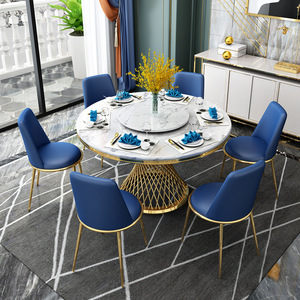 Dining Room <strong>Set</strong> Specific Use and Home Furniture General Use Round Dining <strong>Table</strong> <strong>Set</strong> with Marble Top - Product Image 5