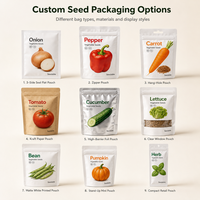 Sac à graines biodégradable personnalisé avec logo en relief, fenêtre givrée, fermeture éclair refermable, réutilisable, étanche à l'humidité, anti-insectes, sac en plastique