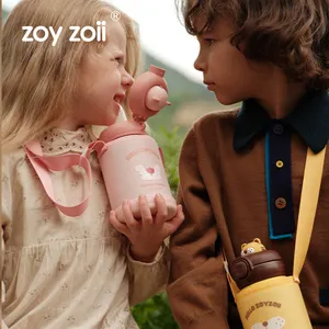 Zoyzoii botol air panas anak-anak, termos Stainless Steel 450ml, botol air panas hewan DIY