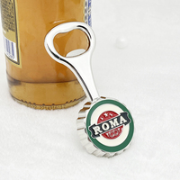 Ouvre-bouteille en forme de bouchon de bouteille en métal en alliage de zinc Roma Souvenir touristique rond ouvre-bouteille époxy aimant pour réfrigérateur