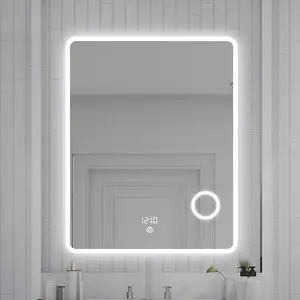 2020 moderne mode grande conception de mur rétro-éclairé led salle de bain pleine longueur miroir intelligent avec 5X grossissant