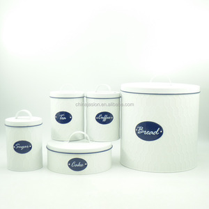 Kín Hình Dạng Tròn Lưu Trữ Kim Loại Bánh Mì Bin Nhà Bếp Bánh Quy Bánh Trà Cà Phê Tin Canister Set Nhà Bếp Box Set Lưu Trữ - Product Image 1
