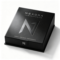 Boîte cadeau magnétique noire personnalisée avec insert ajusté et logo argenté pour kits de lancement de produits de marque technologique