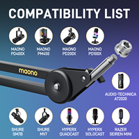 Support de microphone Maono BA37 robuste et réglable en métal avec pince de bureau améliorée pour podcasting, enregistrement, streaming et jeux