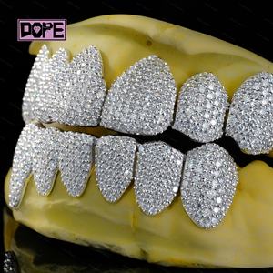Pass Diamond Tester <span class=keywords><strong>Grillz</strong></span> Hip Hop Ice Out denti 925 argento Sterling 8 on 8 <span class=keywords><strong>Custom</strong></span> a nido d'ape Set Moissanite <span class=keywords><strong>Grillz</strong></span> - Product Image 2