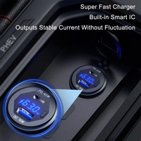 Cargador Rápido USB C de 45W, Cargador USB 3.0 de 18W, Enchufe Impermeable con Interruptor y Voltímetro LED para Coche, Barco, Motocicleta de 12V/24V