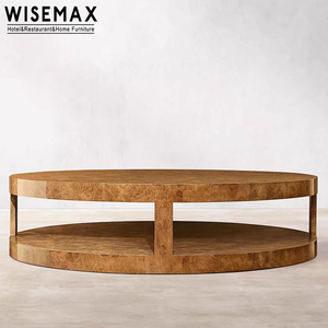 WISEMAX mobili retrò rustico a due strati di Design in legno lucido tavolino rotondo per Hotel camera da letto mobili moderni per la casa - Product Image 2