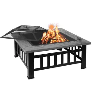 עיצוב מכירה חמה 32 אינץ' אפור חיצוני חצר אחורית פטיו גן שולחן מתכת BBQ בורות אש עץ
