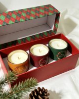 Ensemble cadeau de bougies parfumées en céramique de luxe classiques de Noël, boîte de bougies aromatiques festives pour la décoration et les cadeaux de Noël
