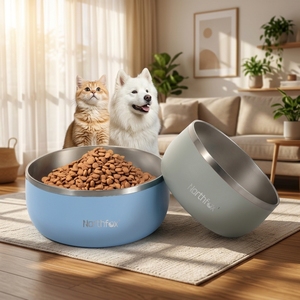 Bol pour chien en acier inoxydable isolé, antidérapant, à double paroi, pour eau, avec logo personnalisé, vente en gros, fournisseur d'usine en vrac, OEM ODM - Product Image 1