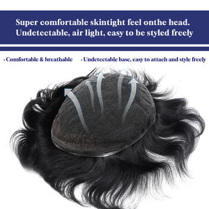 ผมเรมีอินเดียแบบเต็มสำหรับ100% ลูกไม้มัดมือลอนธรรมชาติแบบมองไม่เห็นขนาด38มม. ระบบเปลี่ยนผมของผู้ชาย - Product Image 6