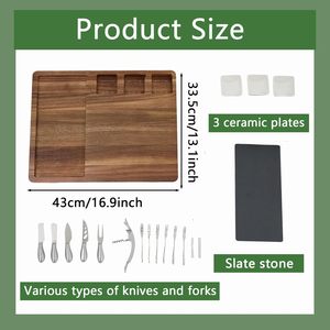 Planche à fromage en bois d'acacia de qualité supérieure avec ensemble de couteaux, certifiée FSC LFGB FDA, planche à charcuterie, cadeau de Noël, cadeau de mariage, fournitures en gros - Product Image 2