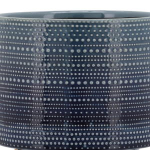 Pot de fleurs décoratif en grès cylindrique à pois avec support en bambou pour plantes d'intérieur et d'extérieur - Product Image 6