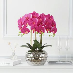 Vente en gros de fleurs d'orchidées artificielles Oh Arts, toucher réel, latex, fausses orchidées Phalaenopsis artificielles - Product Image 6